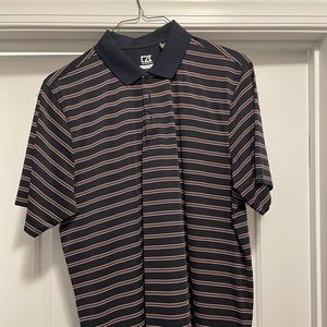 Cutter & Buck golf shirt.  XL. Black with red stripe.